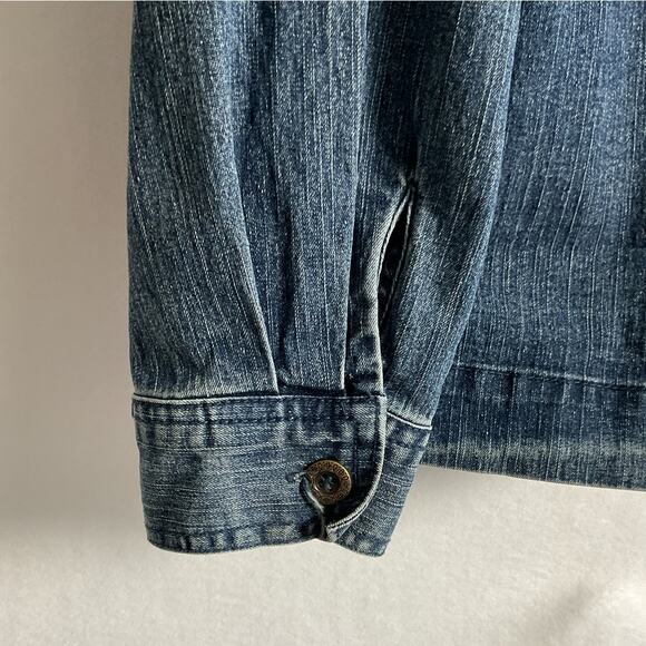 Alfred Dunner Petite Embroidered Floral Denim Jacket 12P Dark Wash - Picture 7 of 11